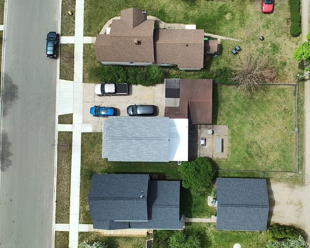 Standard EO drone image of rooftops
